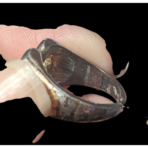 Vintage Open Heart Silver Tone Seed Pearl Ring Size 6 1/4 - Picture 15 of 16